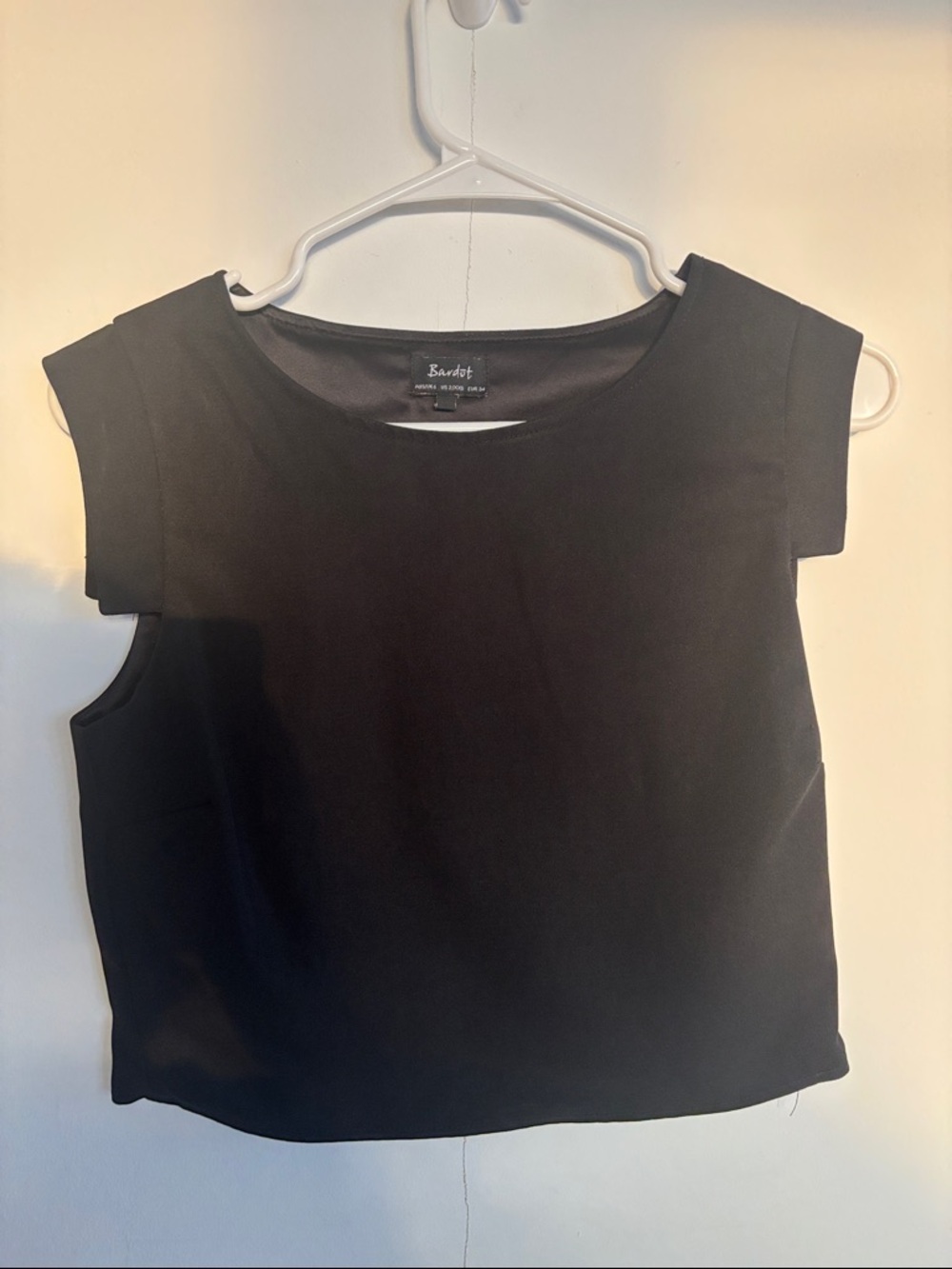 Bardot Black Cap Sleeve Cropped Top